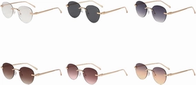 the Frameless and Stylishly Minimalist Sunglasses Are Versatile with a Golden Metal Frame.