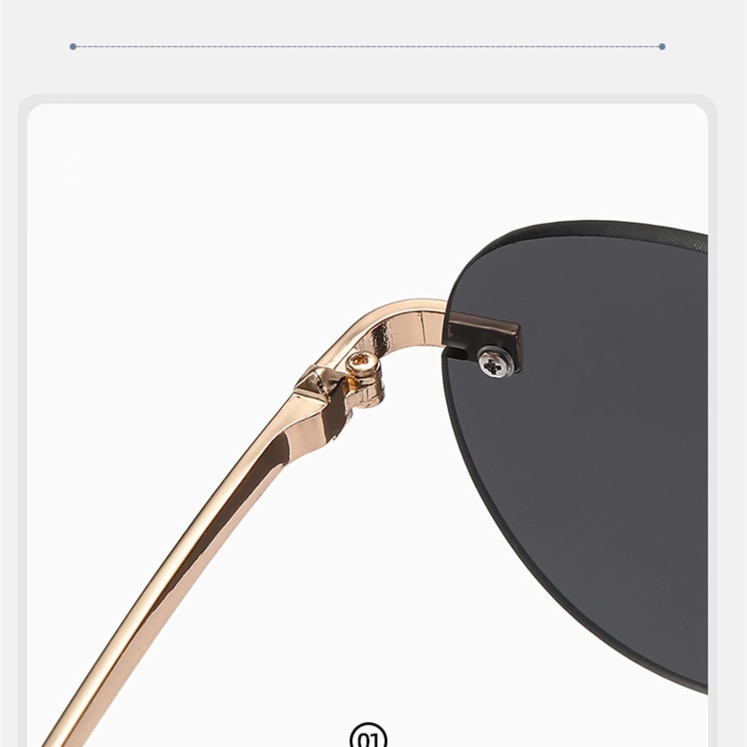 the Frameless and Stylishly Minimalist Sunglasses Are Versatile with a Golden Metal Frame.