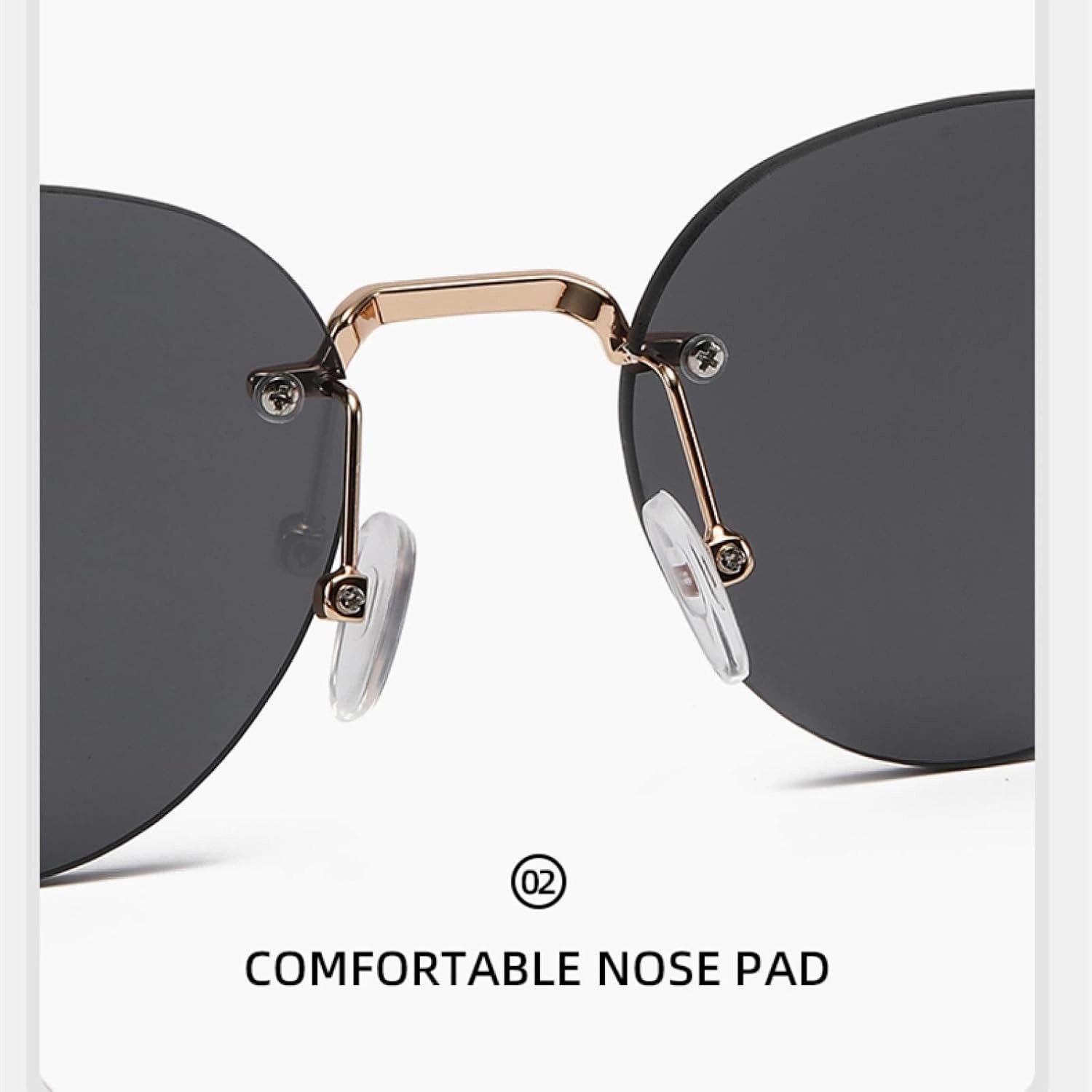 the Frameless and Stylishly Minimalist Sunglasses Are Versatile with a Golden Metal Frame.