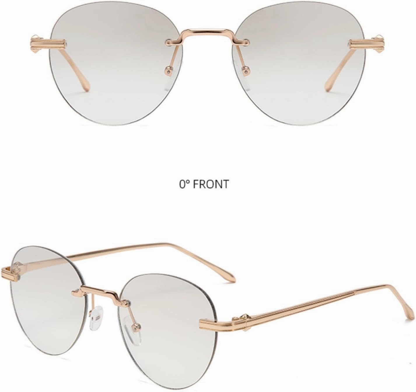 the Frameless and Stylishly Minimalist Sunglasses Are Versatile with a Golden Metal Frame.