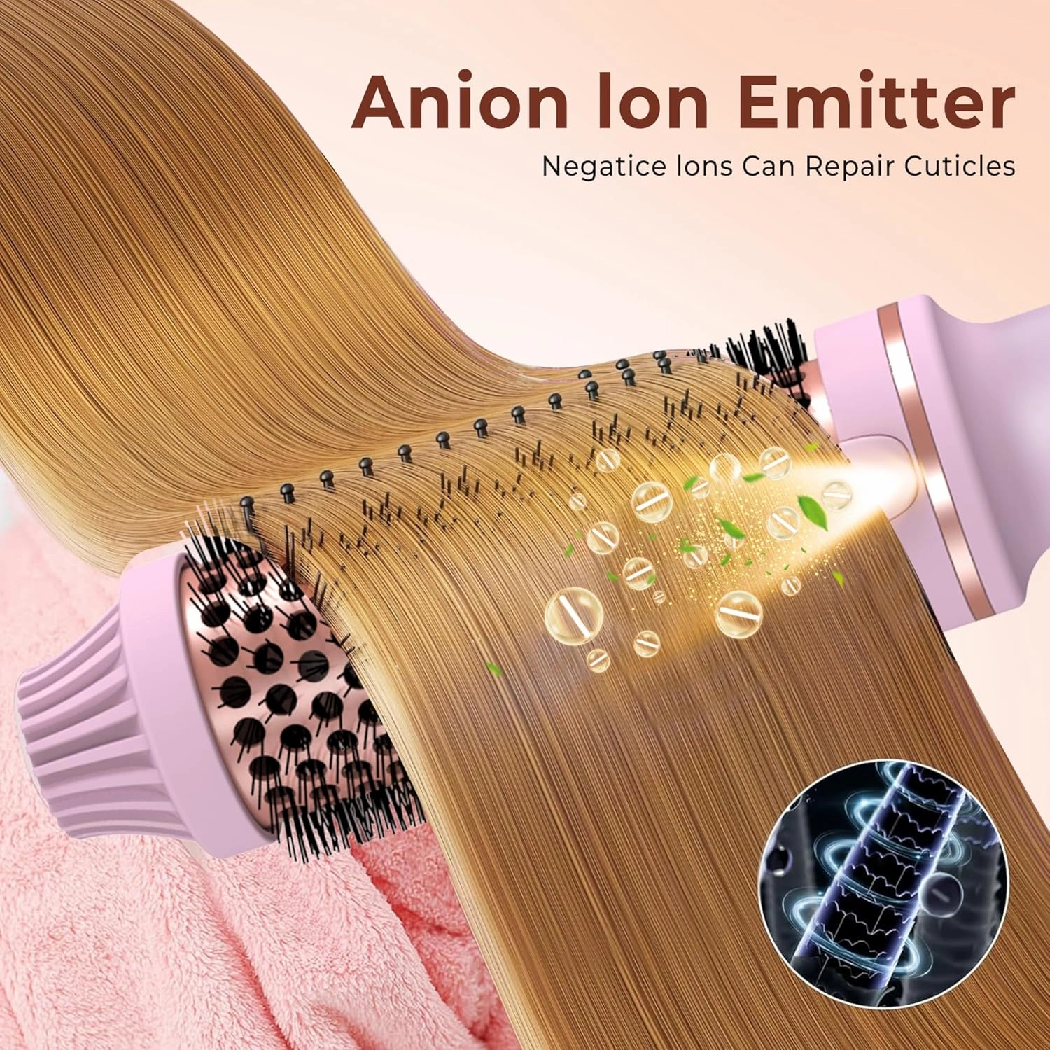 Thermal Brush,10 Temperatures LCD Display Upgrade to 400°F 1.5 in Heated Round Brush Curling Iron Heated Ceramic Tourmaline Ionic Comb 110-240V Volum