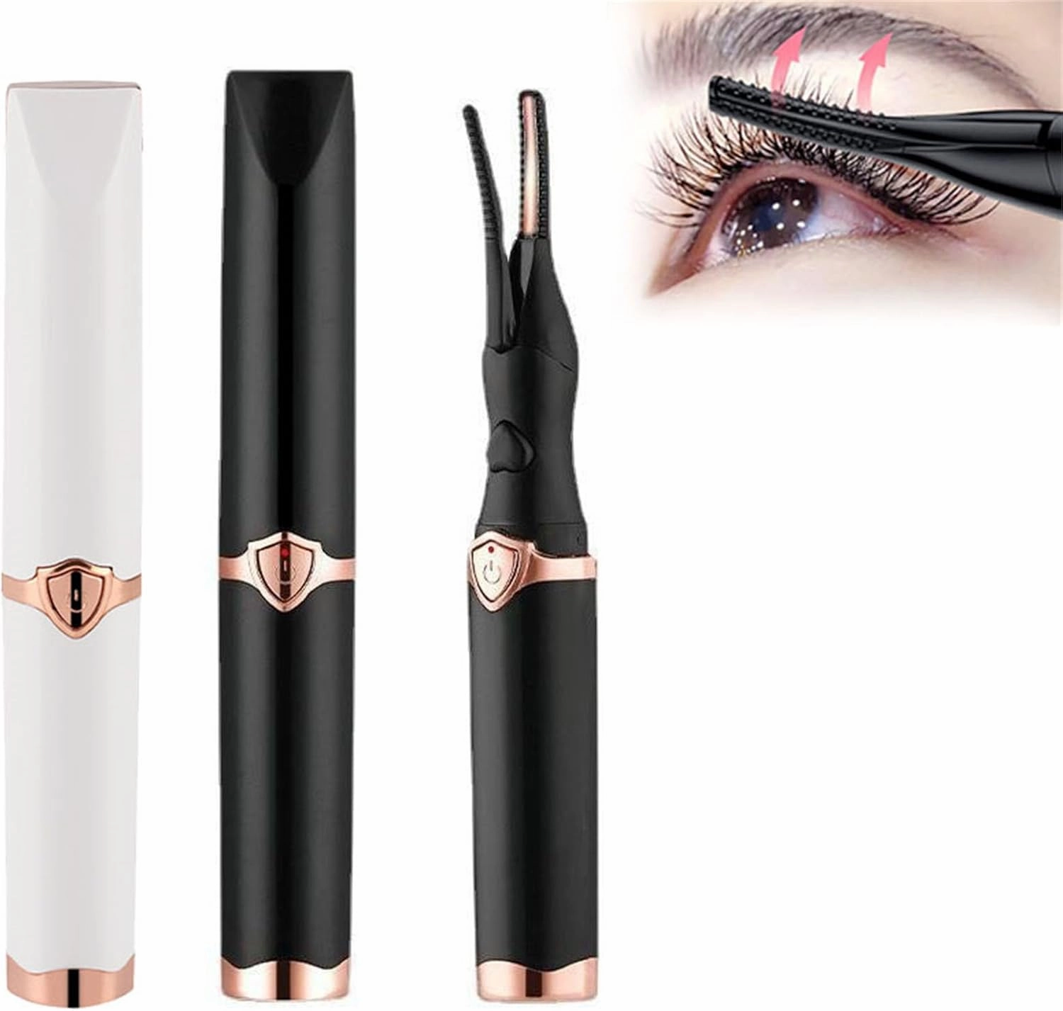 Tinkerblush Electric Heated Eyelash Curler, 2pcs, Black, ABS Material, 60-80C, USB Charging, 3 Temperature Modes