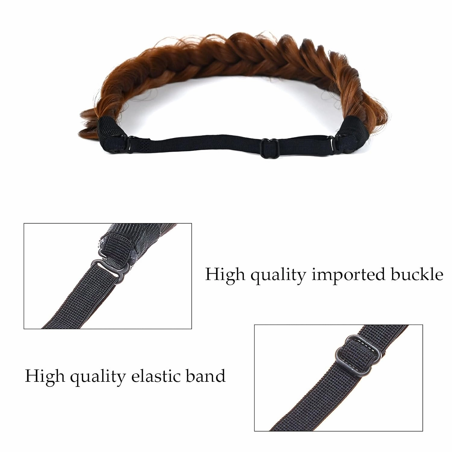 TOECWEGR Synthetic Hair Braided Headband Classic Wide Strands Wedding Disorderly Fluffy Braids Wig Band Women Beauty Accessory