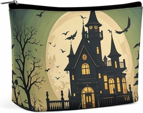 Toiletry Bag for Women Black Haunted Mansion Cosmetic Bag Portable Capacity Travel Makeup Bags with Zipper Lightweight Cute Beauty Makeup Organizer for Traveling, Accessories, Essentials
