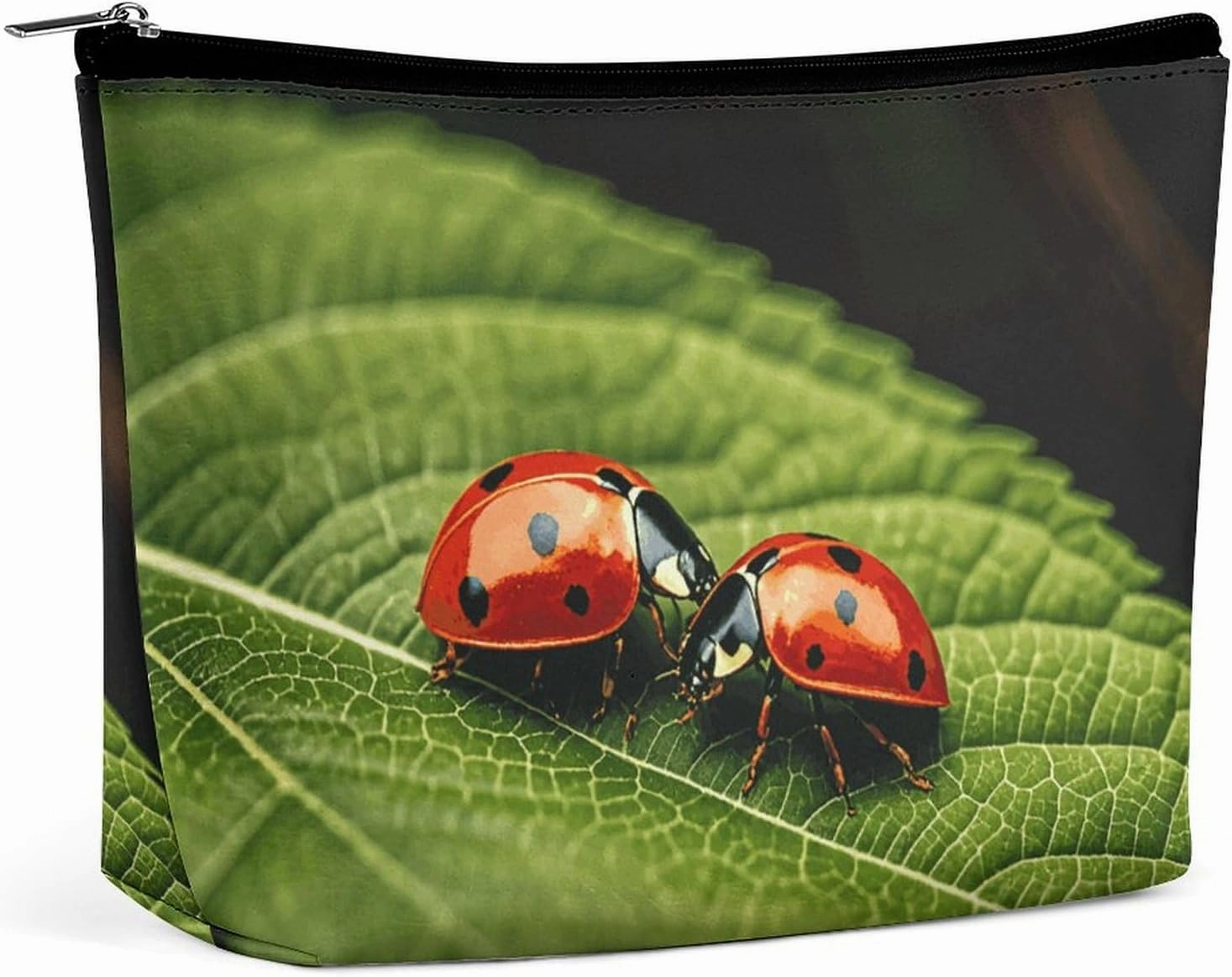 Toiletry Bag for Women Leaves And Ladybug Cosmetic Bag Portable Capacity Travel Makeup Bags with Zipper Lightweight Cute Beauty Makeup Organizer for Traveling, Accessories, Essentials