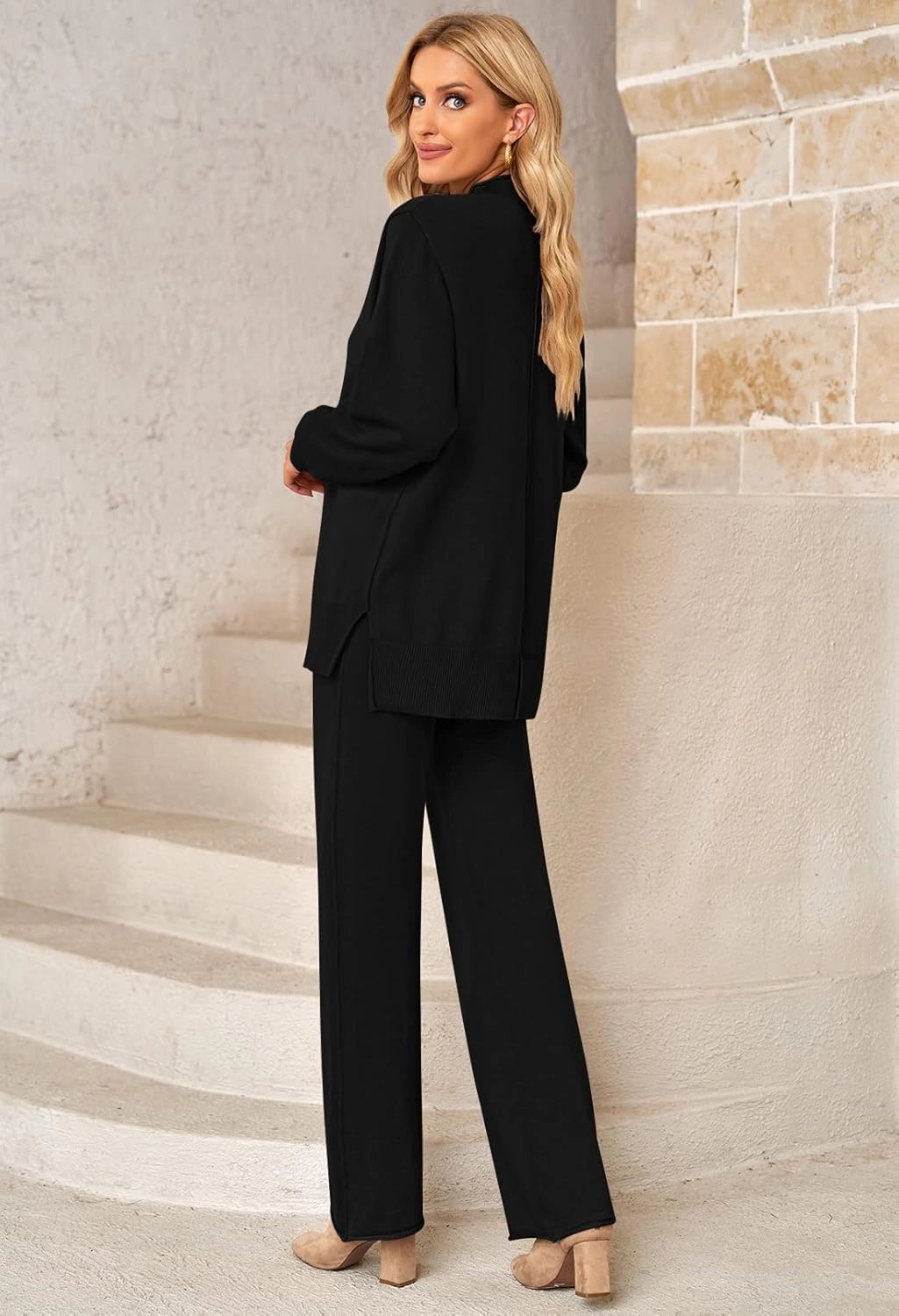 TOLENY Women's 2 Piece Lounge Sets Pullover Sweater and Wide Leg Pants Tracksuit Outfits