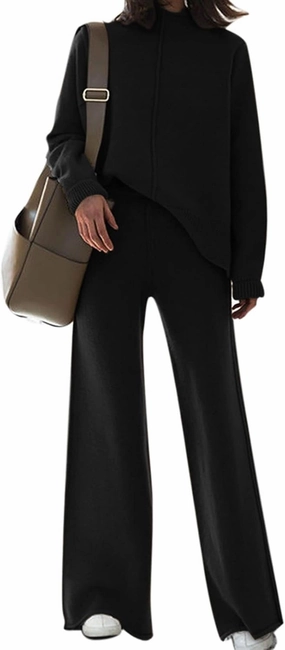 TOLENY Women's 2 Piece Lounge Sets Pullover Sweater and Wide Leg Pants Tracksuit Outfits