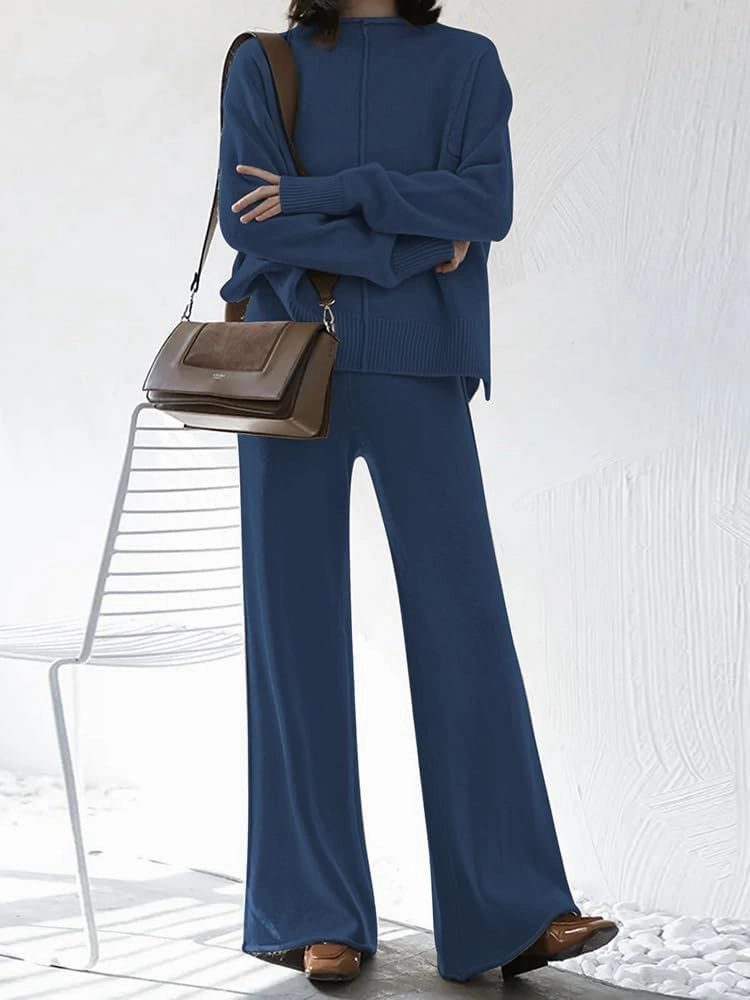 TOLENY Women's 2 Piece Lounge Sets Pullover Sweater and Wide Leg Pants Tracksuit Outfits