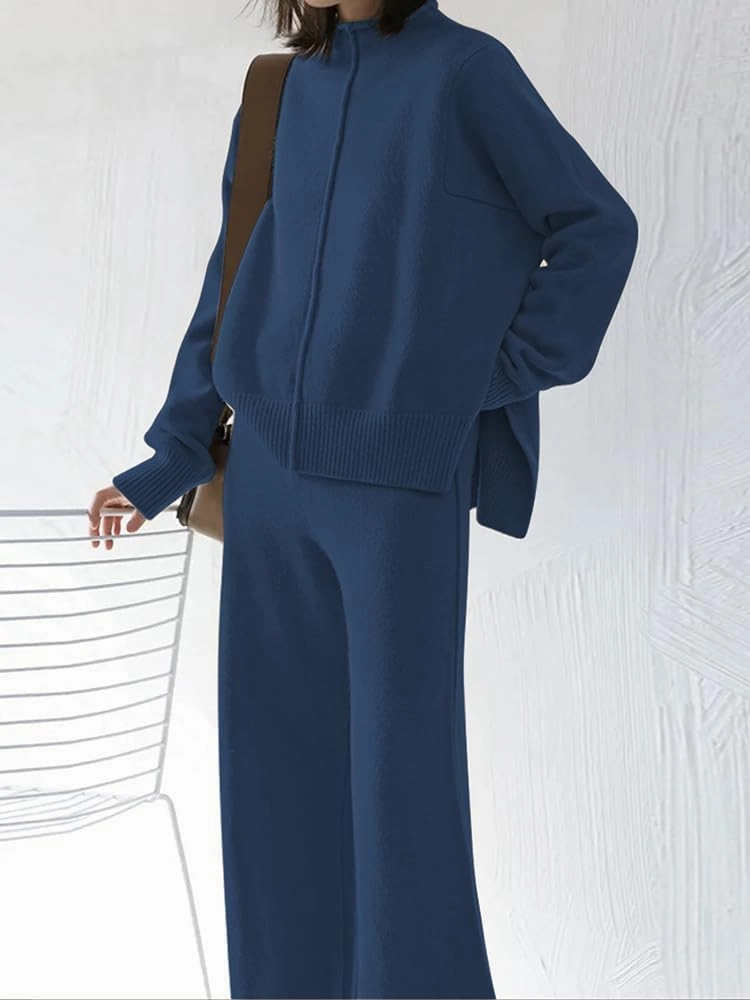 TOLENY Women's 2 Piece Lounge Sets Pullover Sweater and Wide Leg Pants Tracksuit Outfits