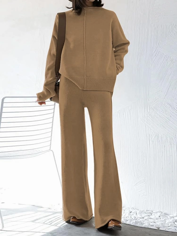 TOLENY Women's 2 Piece Lounge Sets Pullover Sweater and Wide Leg Pants Tracksuit Outfits