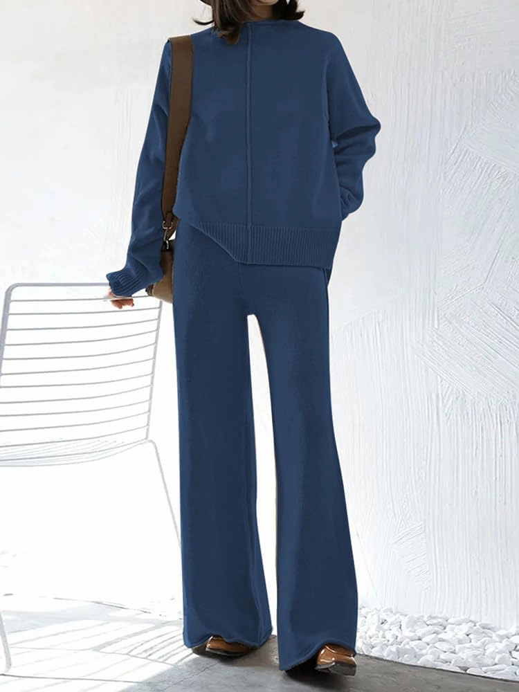 TOLENY Women's 2 Piece Lounge Sets Pullover Sweater and Wide Leg Pants Tracksuit Outfits