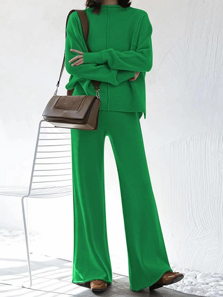 TOLENY Women's 2 Piece Lounge Sets Pullover Sweater and Wide Leg Pants Tracksuit Outfits