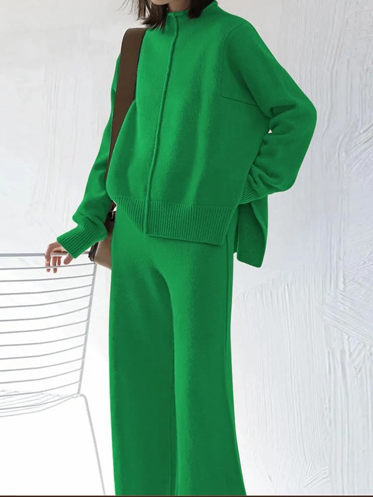 TOLENY Women's 2 Piece Lounge Sets Pullover Sweater and Wide Leg Pants Tracksuit Outfits