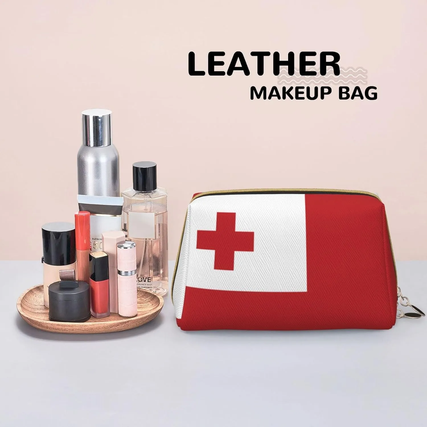 Tonga Flagmakeup Bag Organizer,Toiletry Cosmetic Bag,Zipper Pouch Brushes Storage Case(Large), CMC-11878