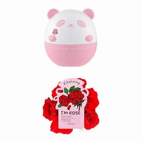 TONYMOLY Panda's Dream Rose Hyaluronic Face Cream, Hydrating Moisturizer All Skin Types, Calming   I'm Real Rose Sheet Mask, Korean Skin Care, Hydrating & Moisturizing, Vitamin Infused Facial, Soothes