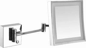 Touch Dimming Makeup Mirror with Lights and 3X Magnification, Square LED Wall Mounted Bathroom Vanity Mirror, Rotable Extendable Shaving Mirror,Nickel,Plug in(Silver,Hardwired)