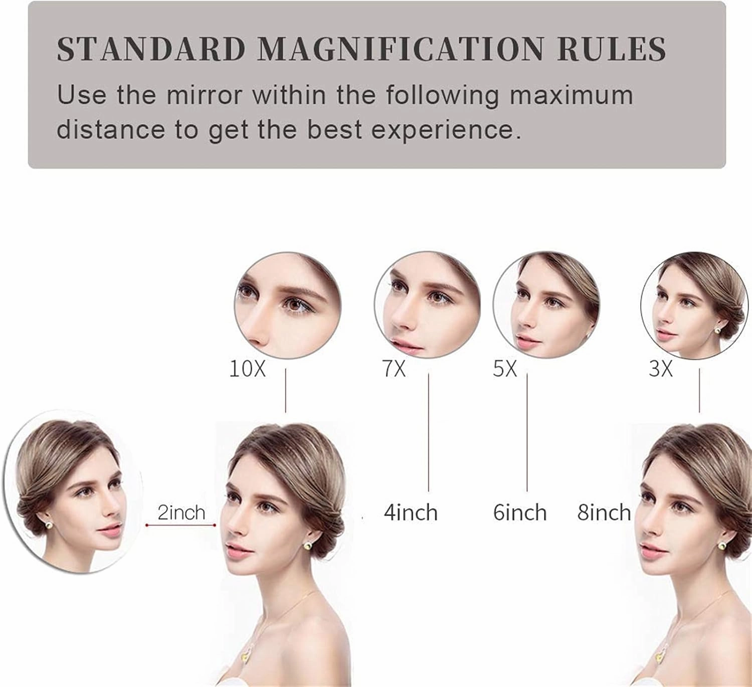 Touch Dimming Switch Makeup Mirror with Lights and 10X Magnification, LED Wall Mounted Vanity Mirror, Rotable Extendable Shaving Mirror,Silver,Plug in(Rose Gold,Hardwired)