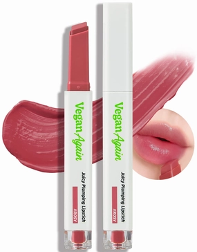 Touch in Sol Vegan Again Plumping Lipstick #ROSY, Intensive Hydrating Lip Plumps, Voluminous & Shiny Lip GLow, Glossy, Radiant Lips with Shea Butter & Vegan Collagen, 0.07oz.