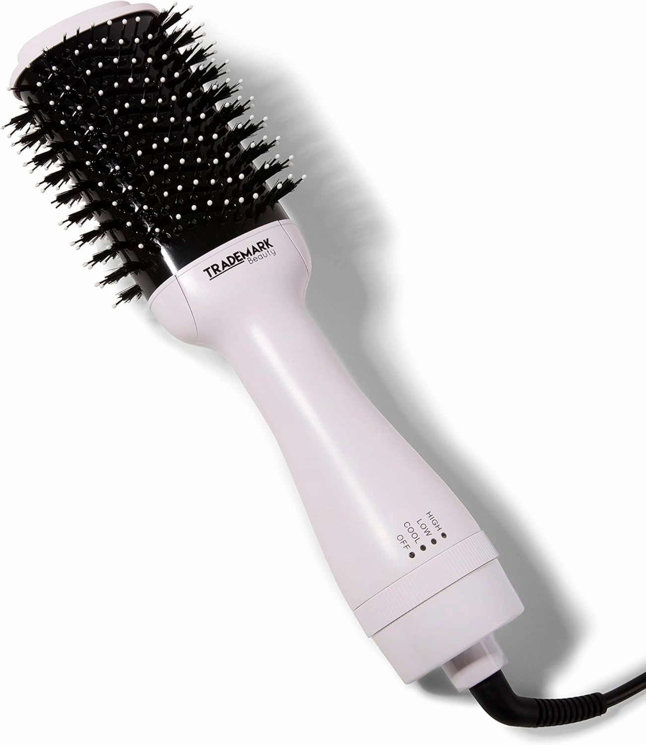Trademark Beauty Hair Dryer Brush in One, Blow Dryer Brush, Wet and Dry Hair, Anti-Frizz Ions, Smooths, Ceramic, Creates Volume, All Hair Types - White