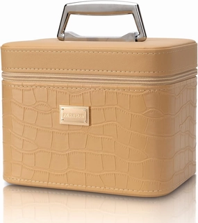 Train case makeup box, Big begie makeup box organizer, Large capacity cosmetic box organizer,Professional train case make up box for women adults.