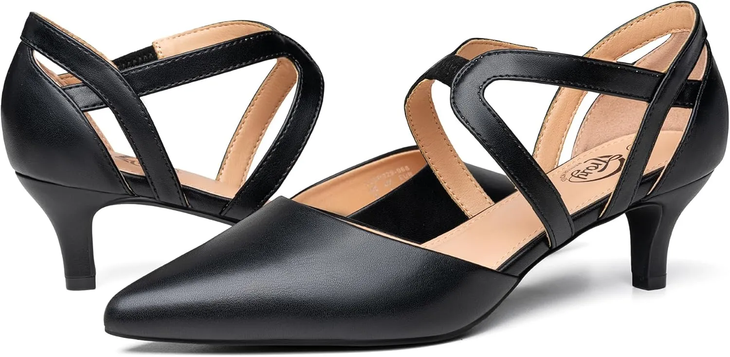 Trary Women's Low Heels Pumps Dress Pointed Toe Comfortable Work Office Pumps Shoes