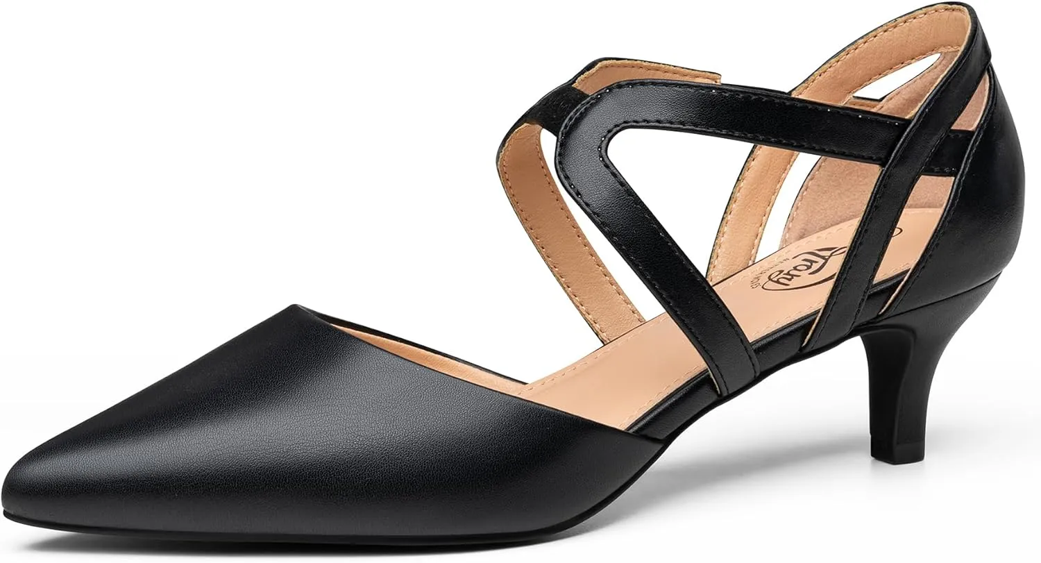 Trary Women's Low Heels Pumps Dress Pointed Toe Comfortable Work Office Pumps Shoes