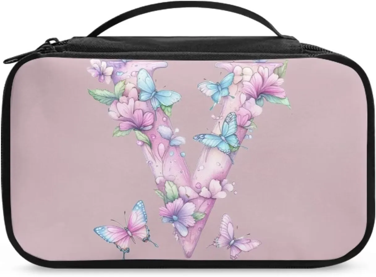 Travel Companion – Personalized Makeup Bag in Vegan Leather, Waterproof & TSA-Friendly with Sturdy Zipper Pink V