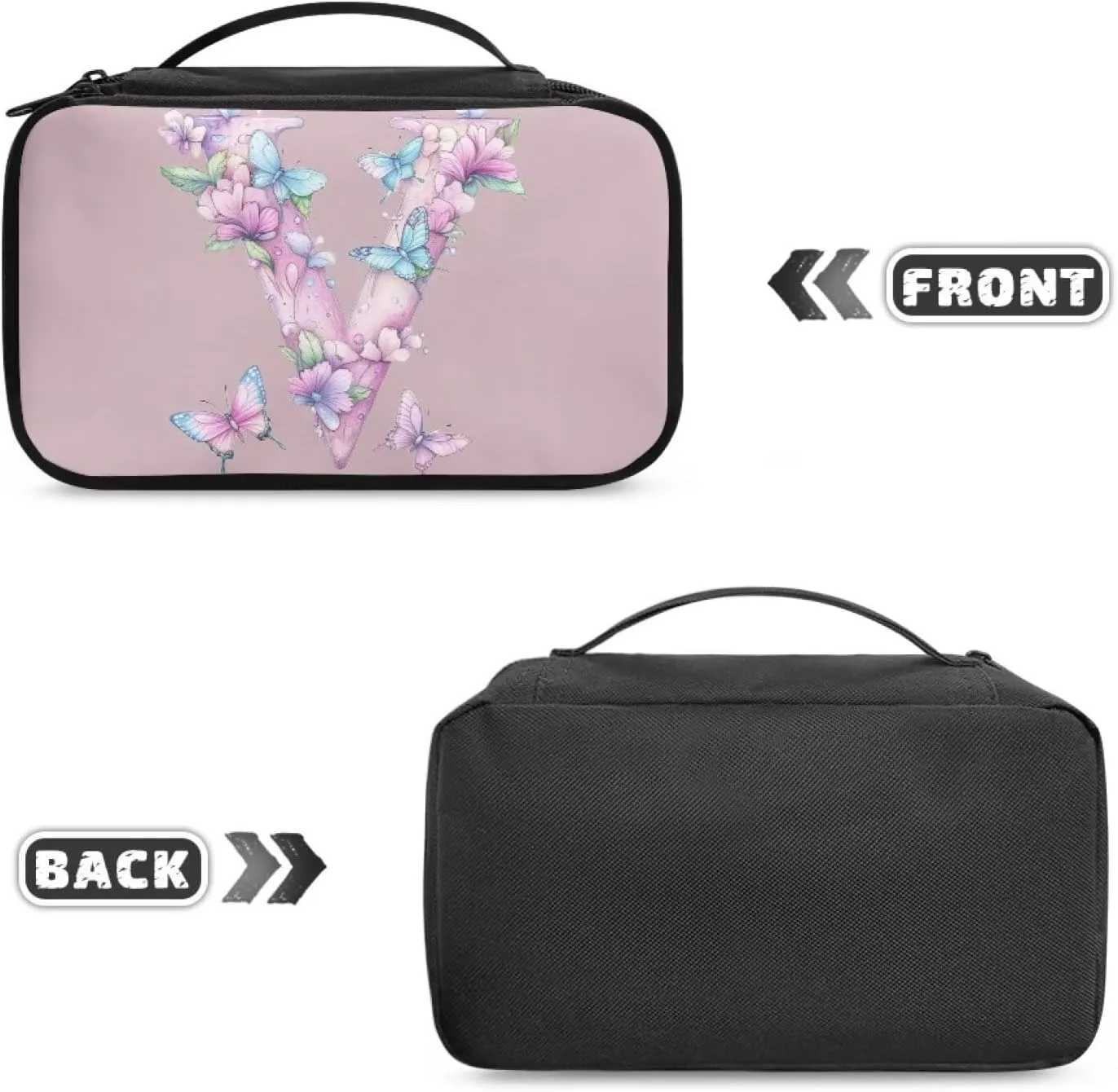 Travel Companion – Personalized Makeup Bag in Vegan Leather, Waterproof & TSA-Friendly with Sturdy Zipper Pink V