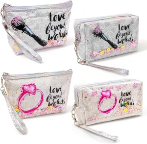 Travel Makeup Bag,Portable Cosmetic Bag, Large Capacity Travel Cosmetic Case Organizer, For Women Toiletry Bag With Zipper And HandleAB24 4 PACK