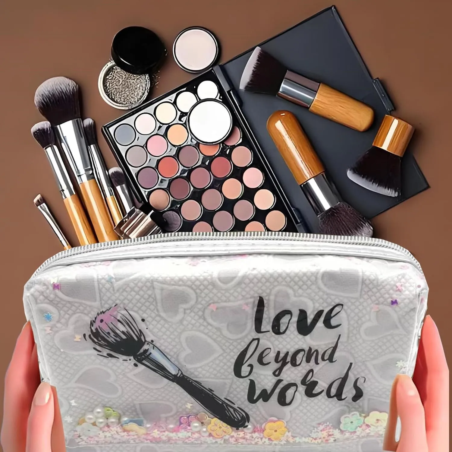 Travel Makeup Bag,Portable Cosmetic Bag, Large Capacity Travel Cosmetic Case Organizer, For Women Toiletry Bag With Zipper And HandleAB24 4 PACK