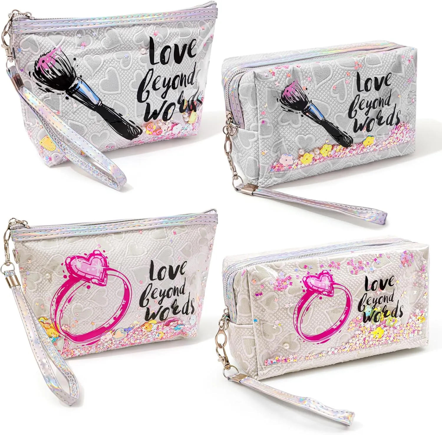 Travel Makeup Bag,Portable Cosmetic Bag, Large Capacity Travel Cosmetic Case Organizer, For Women Toiletry Bag With Zipper And HandleAB24 4 PACK