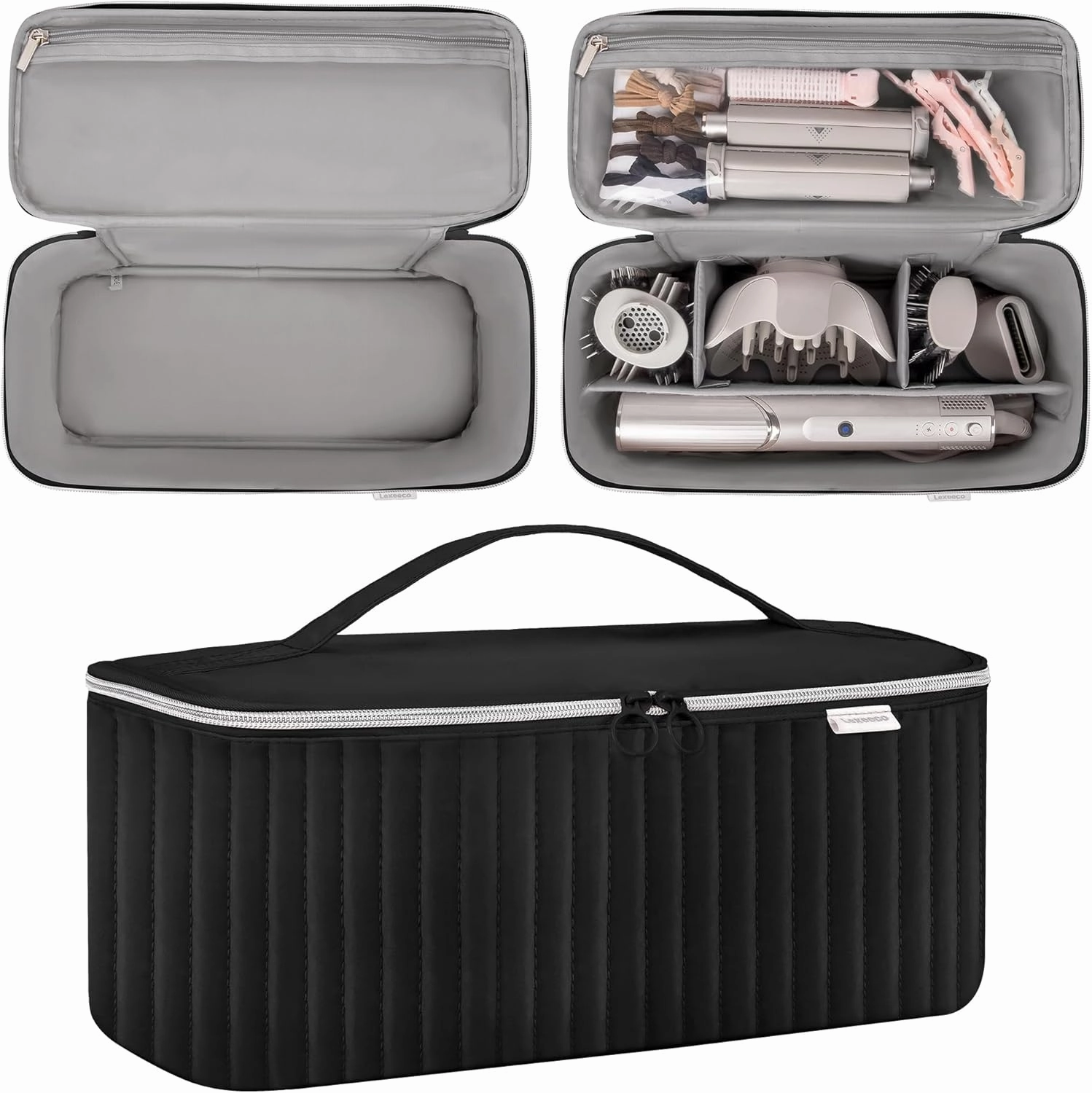 Travel Carrying Case for Hair Dryer Shark Flexstyle Dyson Airwrap Brush Hair Accessories Tools Storage Bag for Revlon Hairdryer Styler Organizer (Black)