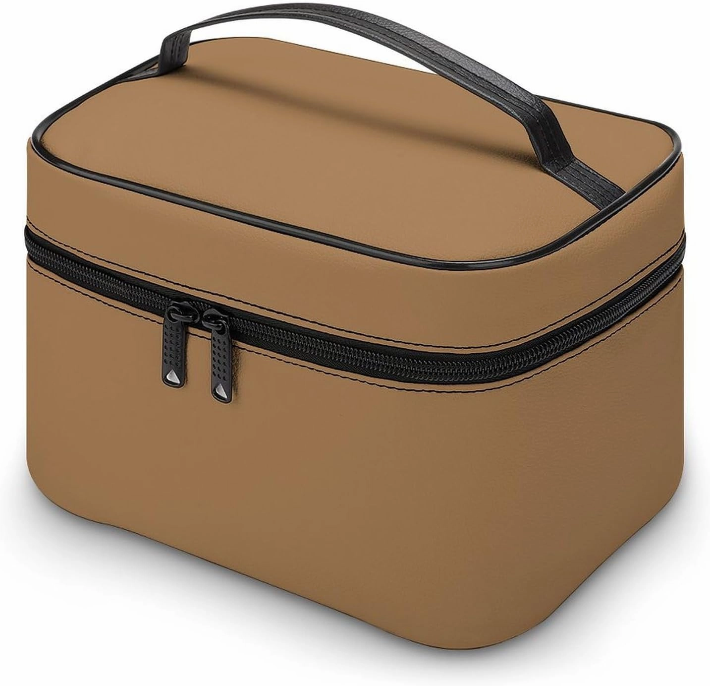 Travel Makeup Bag, Minimalist Solid Brown Cosmetic Bags for Women Large Capacity Waterproof Toiletry Bag Make up Organizer