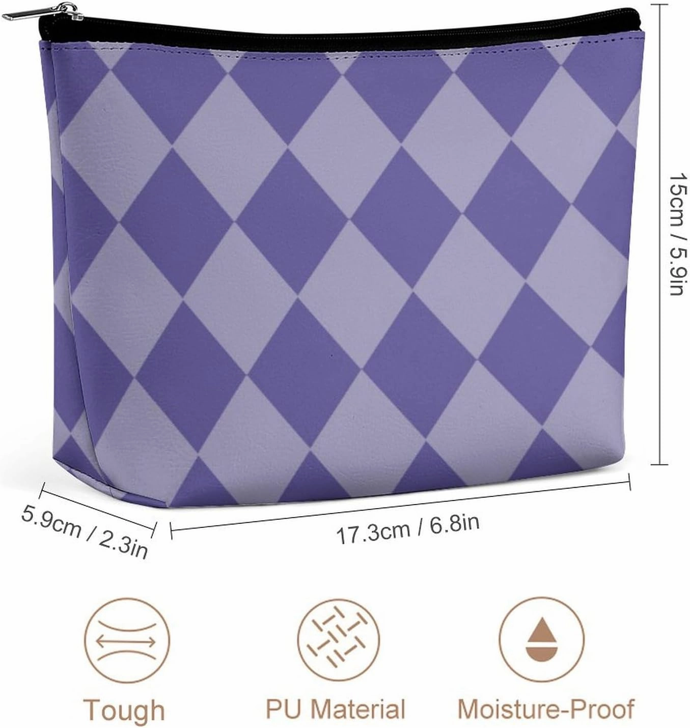 Travel Makeup Bag, Purple Diamond Cosmetic Bags for Women Large Capacity Waterproof Toiletry Pouch Make up Organizer