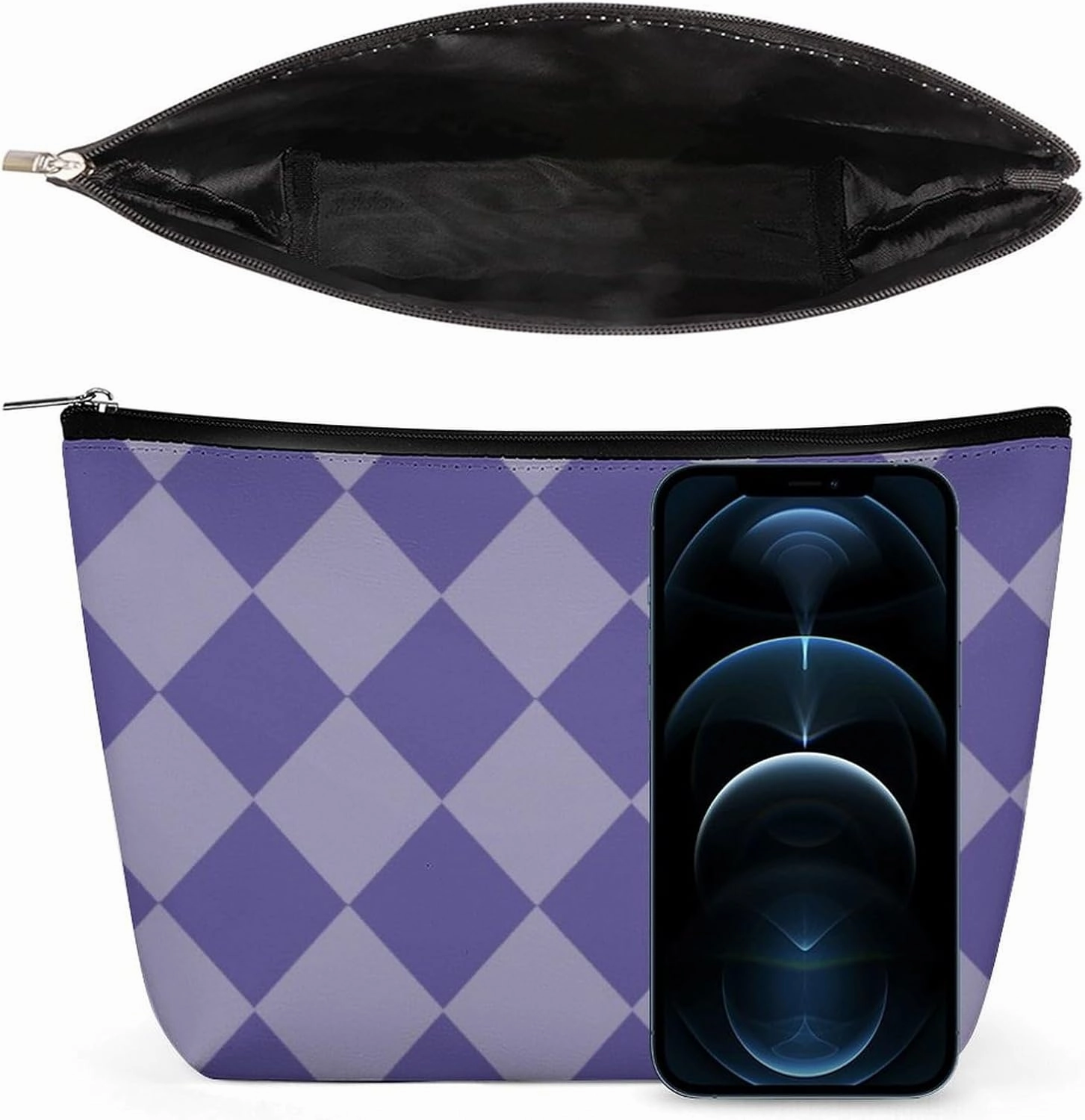 Travel Makeup Bag, Purple Diamond Cosmetic Bags for Women Large Capacity Waterproof Toiletry Pouch Make up Organizer