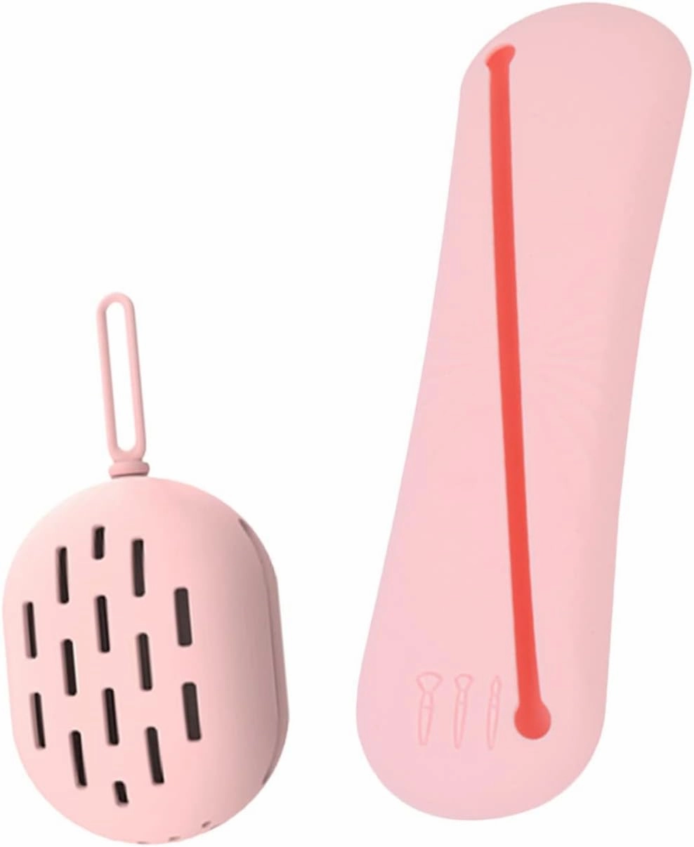 Travel Makeup Brush Holder Organizer 2pc Silicone Beauty Sponge Holder Makeup Brush Storage Bag Portable