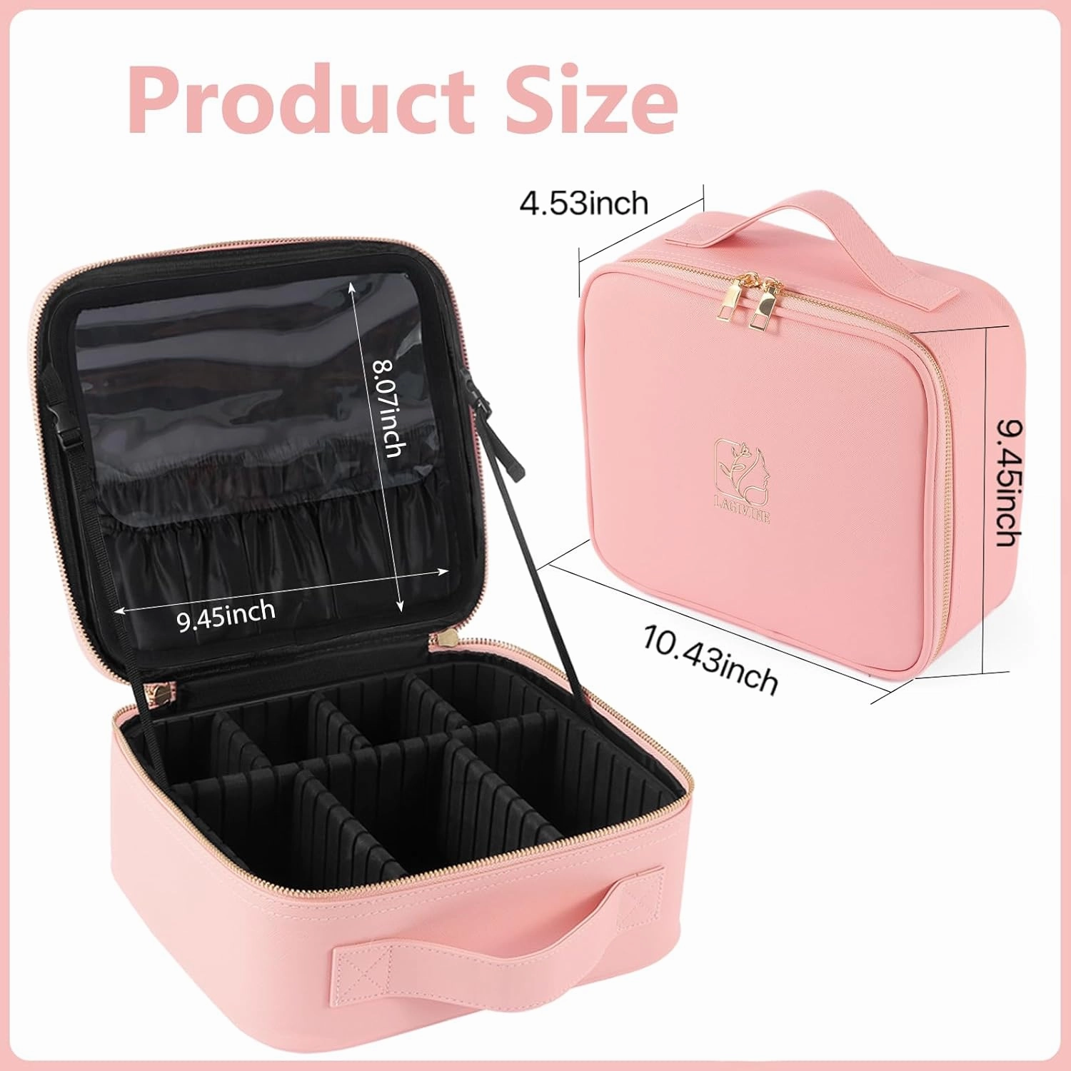 Travel Makeup Train Case Makeup Cosmetic Case Organizer Portable Artist Storage Bag with Adjustable Dividers for Cosmetics Makeup Brushes Toiletry Jewelry Digital Accessories PINK