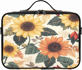 Travel Makeup Train Case Sunflower Flower Pattern Cosmetic Organizer Portable Storage Bag with Adjustable Dividers for Cosmetics Brushes Toiletry Jewelry Digital Accessories