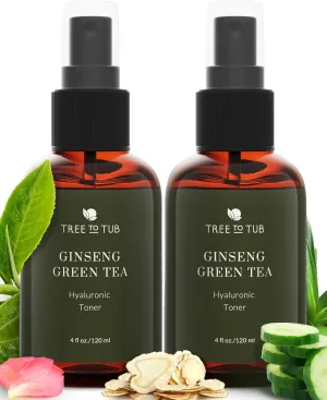 Tree To Tub Hydrating Facial Toner Spray for Dry & Sensitive Skin - Alcohol Free Witch Hazel & Rose Water Face Toner for Women & Men w/Hyaluronic Acid, Vitamin C, Organic Green Tea, Natural Ginseng