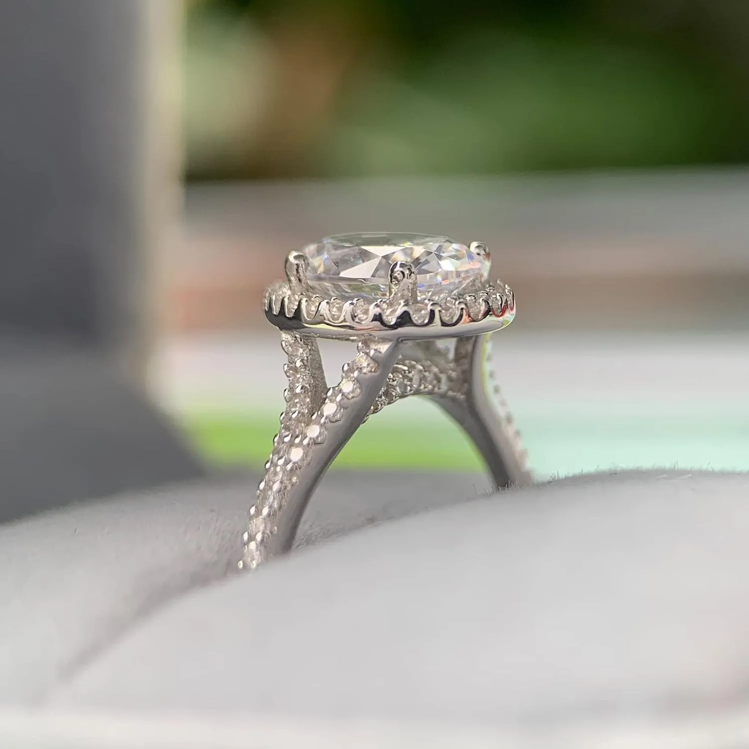 True D Color VVS 1.5 Carat Oval Moissanite Engagement Ring Silver Moissanite Rings for Women