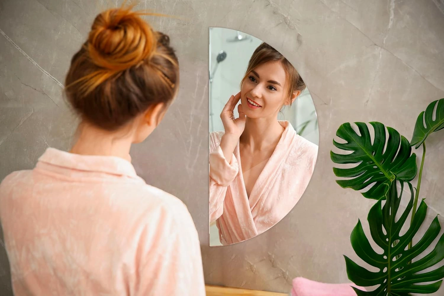 Tulup Semi-Circular Mirror for Makeup Makeup Makeup Bathroom 31.5 inch / 80 cm