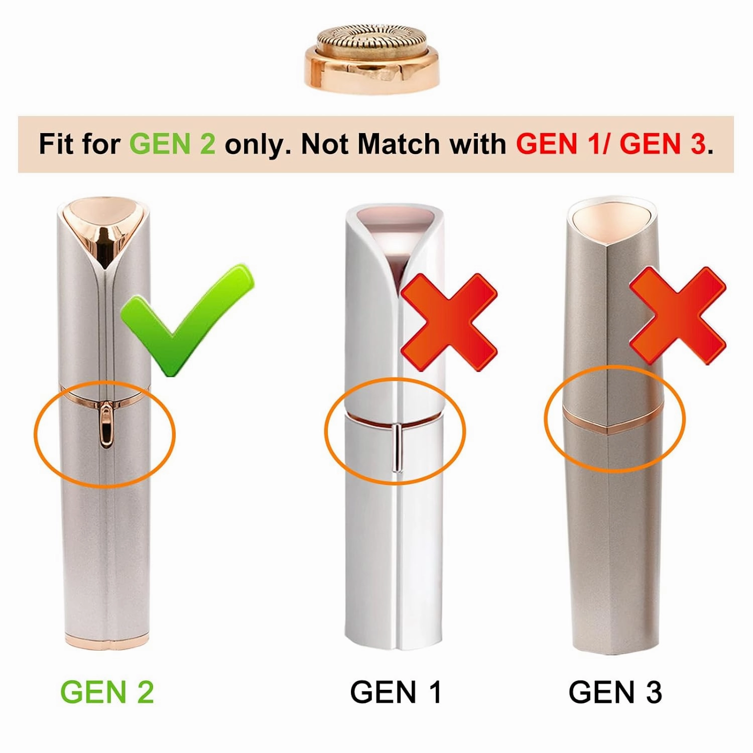 tuokiy Generation 2 Replacement Head for Flawelss Facial Hair Remover, Double Halo Gen 2 Replacement Blades,18K Rose Gold Plated Blades,8 Count