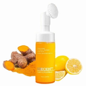 Turmeric, Kojic Acid Brightening and Whitening Foaming Facial Cleanser,Reduce Dark Spot, Silicone Brush Cleansing Skincare Hydrating Facial Cleansing for All Skin