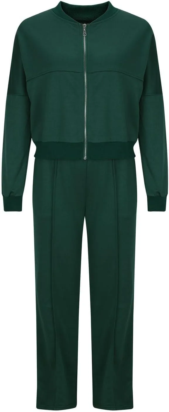Two Piece Sets for Women Going Out Solid Zipper Sweatsuits Casual Straight Leg Pants Set 2 Piece Travel Outfits