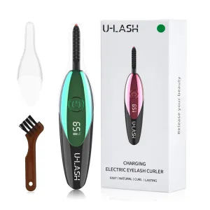 U-LASH Electric Eyelash Curler For Women, USB Charging, LED Display, Fast Natural Lasting Curler, Electric Eyelash Comb (Green)