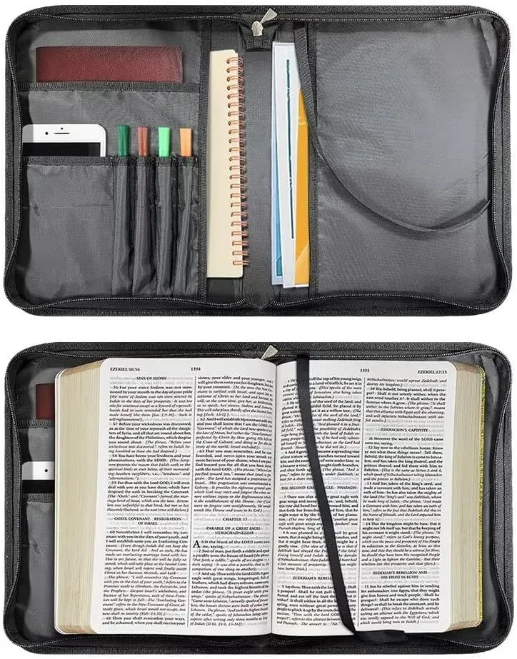 Uasibuni Bible Case for Women,Large Bible Cover Bible Case with Handle Zippered Pocket,Christian Gift for Women