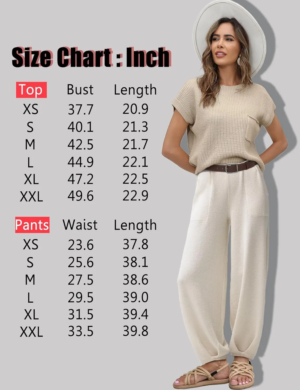 Ugerlov Women's Two Piece Outfits Sweater Sets Knit Pullover Tops and High Waisted Pants Lounge Sets
