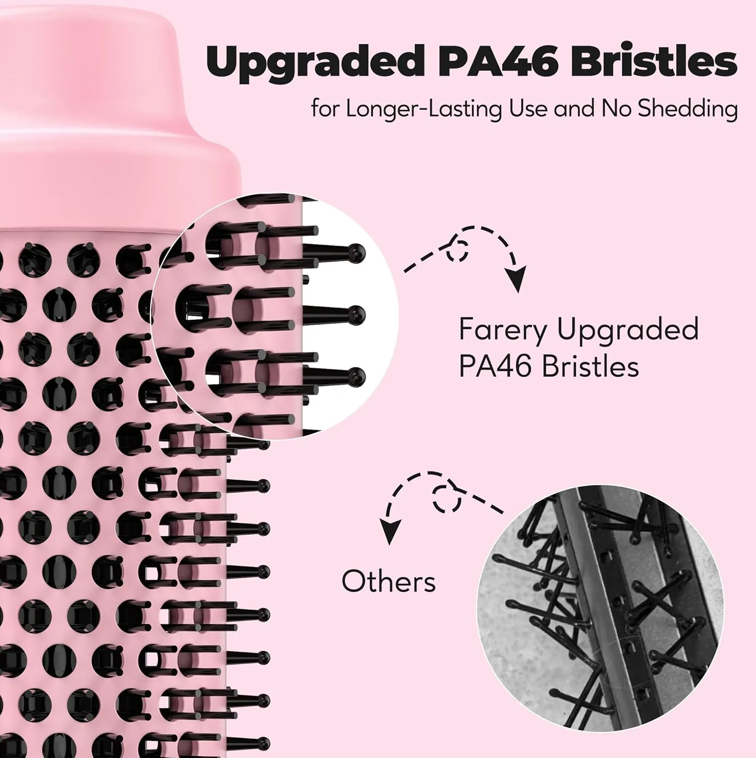 Upgraded Farery Thermal Brush, Non-Blowing Heated Round Brush, 1 3/4 Inch Hot Curling Brush with Adjustable Temp, Easier & Faster & Smoother, Dual Voltage for Travel, Longer Lasting Bristles