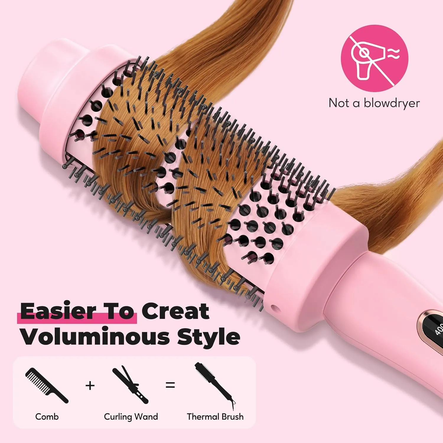 Upgraded Farery Thermal Brush, Non-Blowing Heated Round Brush, 1 3/4 Inch Hot Curling Brush with Adjustable Temp, Easier & Faster & Smoother, Dual Voltage for Travel, Longer Lasting Bristles
