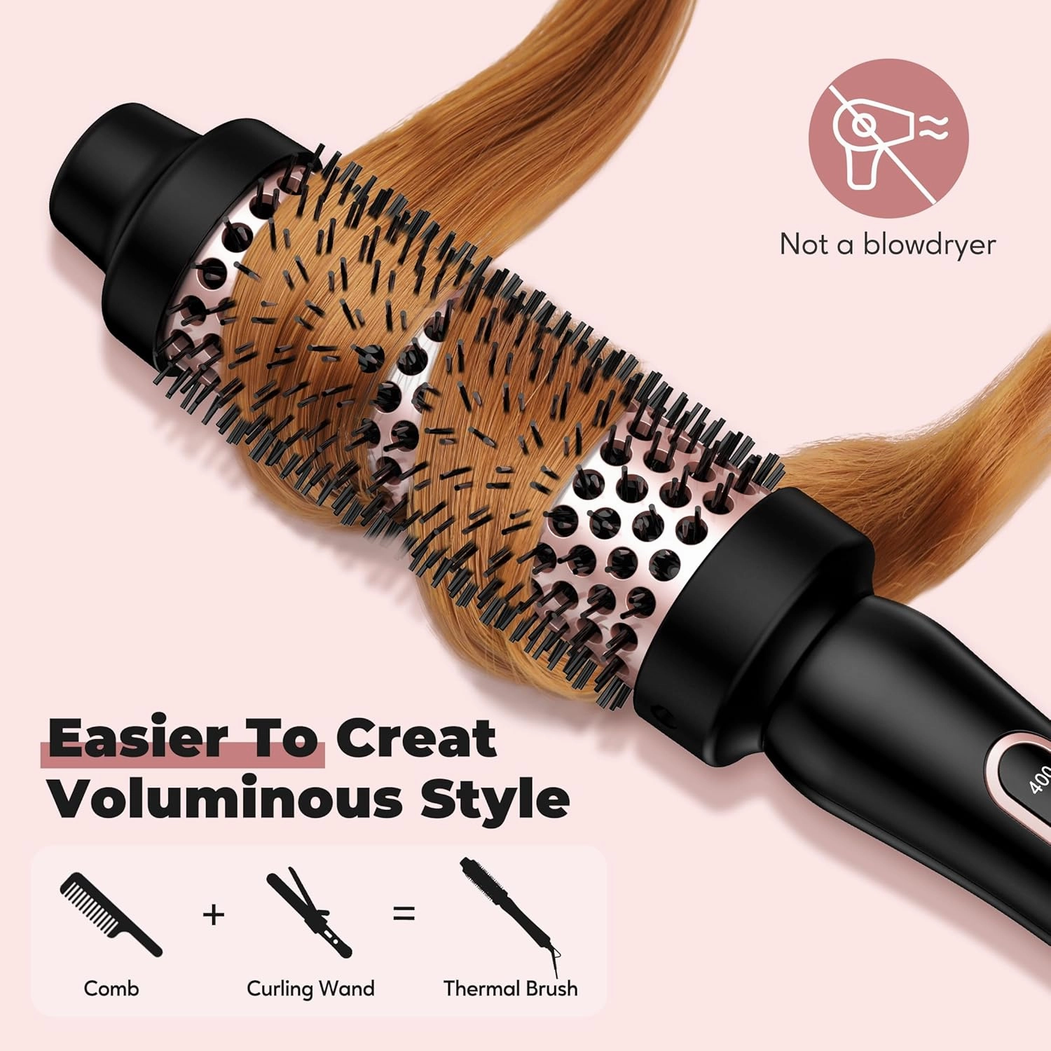 Upgraded Farery Thermal Brush, Non-Blowing Heated Round Brush, 1 1/2 Inch Hot Curling Brush with Adjustable Temp, Easier & Faster & Smoother, Dual Voltage for Travel, Longer Lasting Bristles